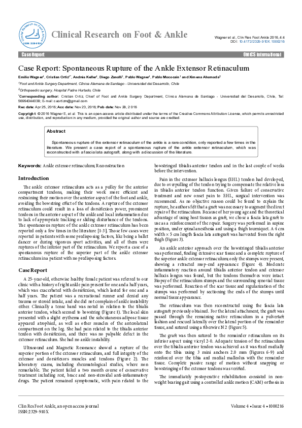 (PDF) Case Report: Spontaneous Rupture of the Ankle Extensor Retinaculum