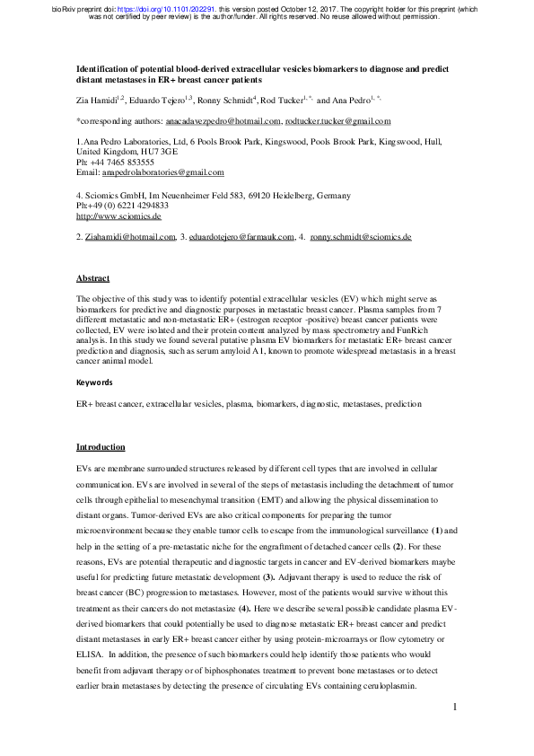 (PDF) Identification of potential blood-derived extracellular vesicles ...