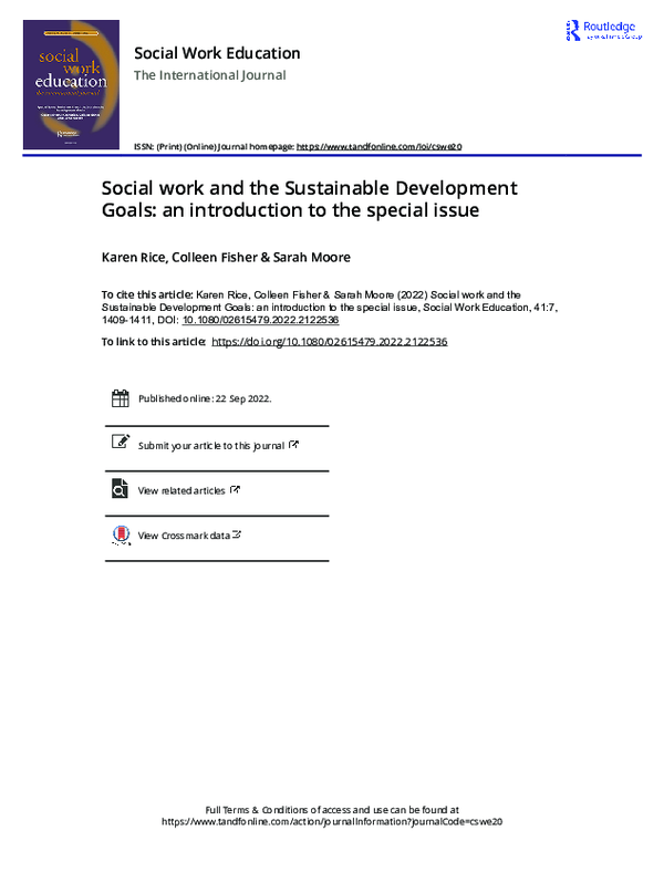 (PDF) Social work and the Sustainable Development Goals: an ...