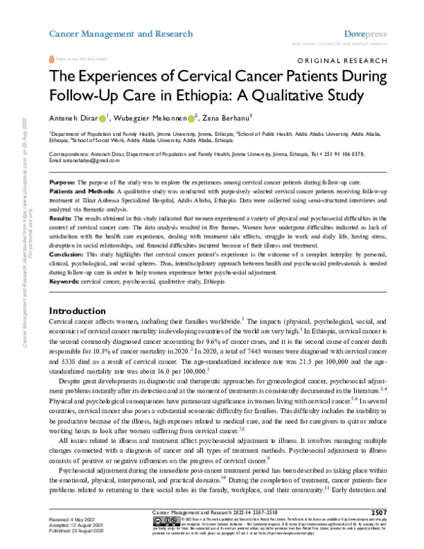 (PDF) The Experiences of Cervical Cancer Patients During Follow-Up Care ...