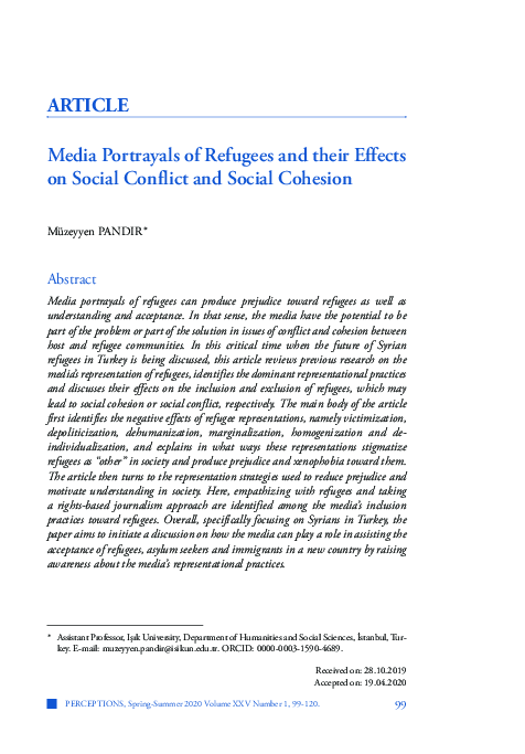 (PDF) Media Portrayals of Refugees and Their Effects on Social Conflict ...