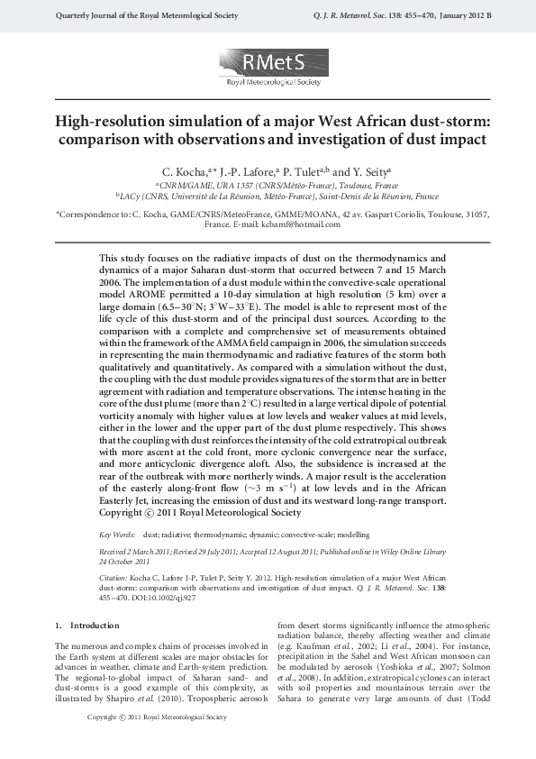 (PDF) High-resolution simulation of a major West African dust-storm ...