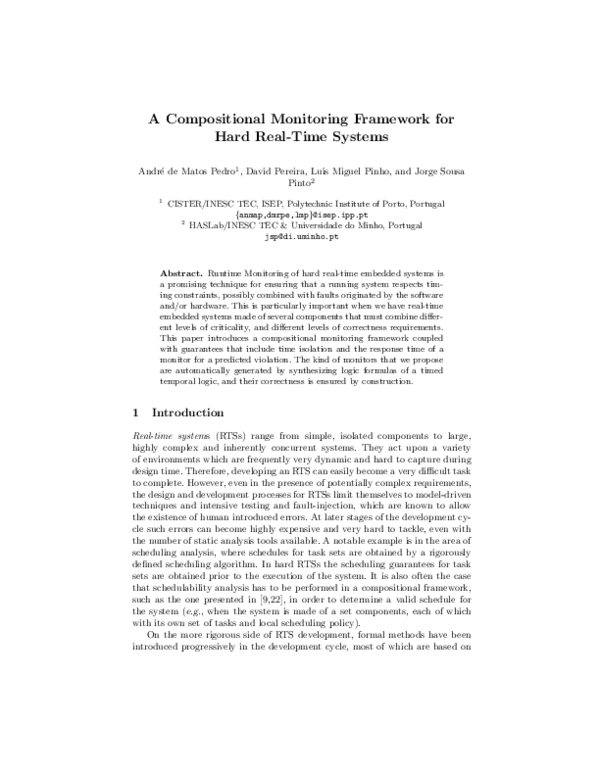 (PDF) A compositional monitoring framework for hard real-time systems