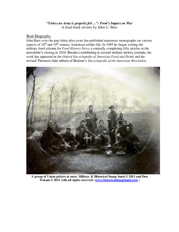(PDF) “Unless an Army is properly fed …”: Food’s Impact on War (A dual ...