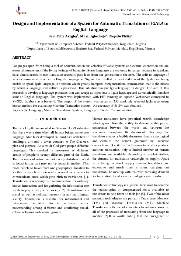 (PDF) IJSRST162325 | Design and Implementation of a System for ...