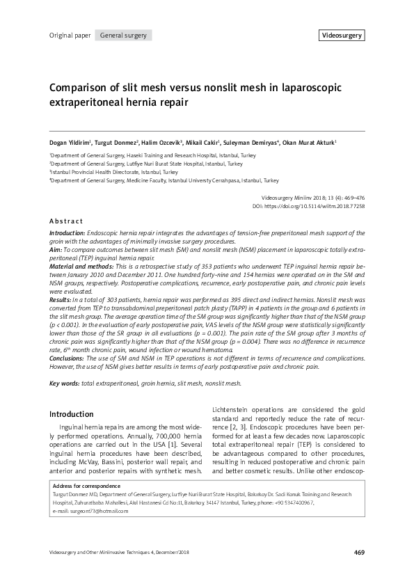 (PDF) Comparison of slit mesh versus nonslit mesh in laparoscopic ...