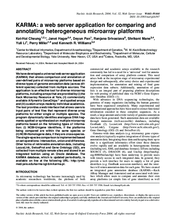 (PDF) KARMA: a web server application for comparing and annotating ...