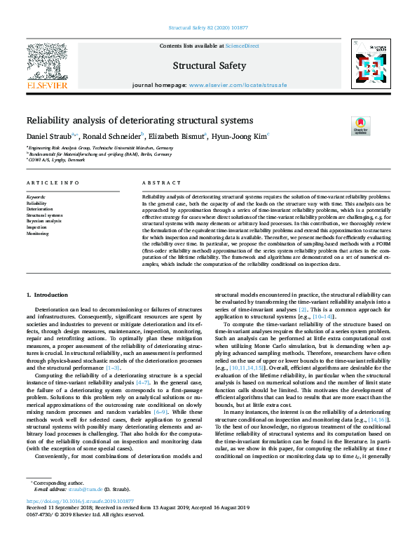 (PDF) Reliability analysis of deteriorating structures — the experience ...
