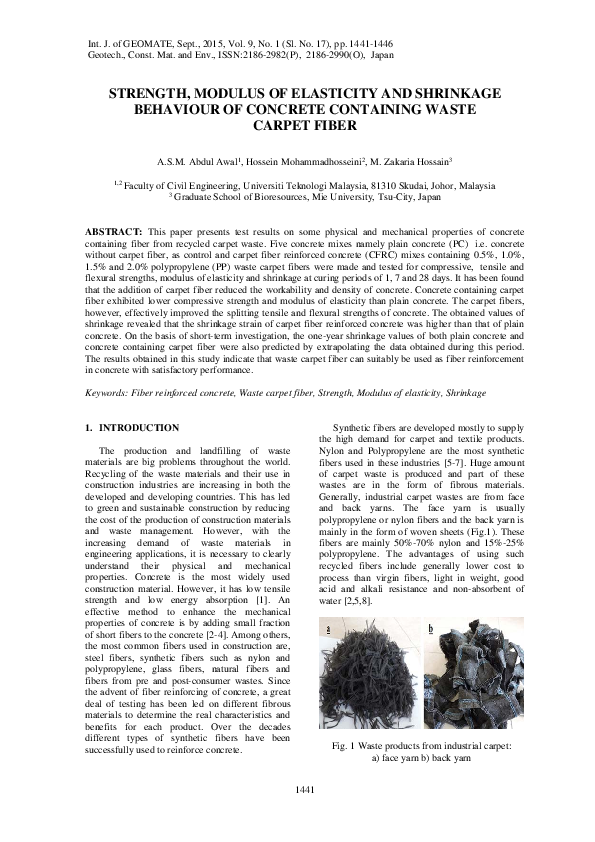 (PDF) Strength, Modulus of Elasticity and Shrinkage Behaviour of ...