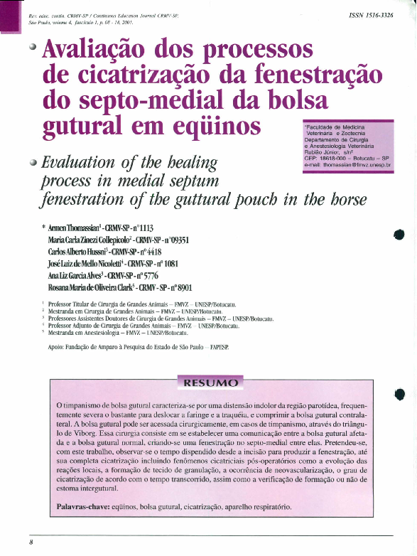 (PDF) Avaliação dos processos de cicatrização da fenestração do septomedial da bolsa gutural em