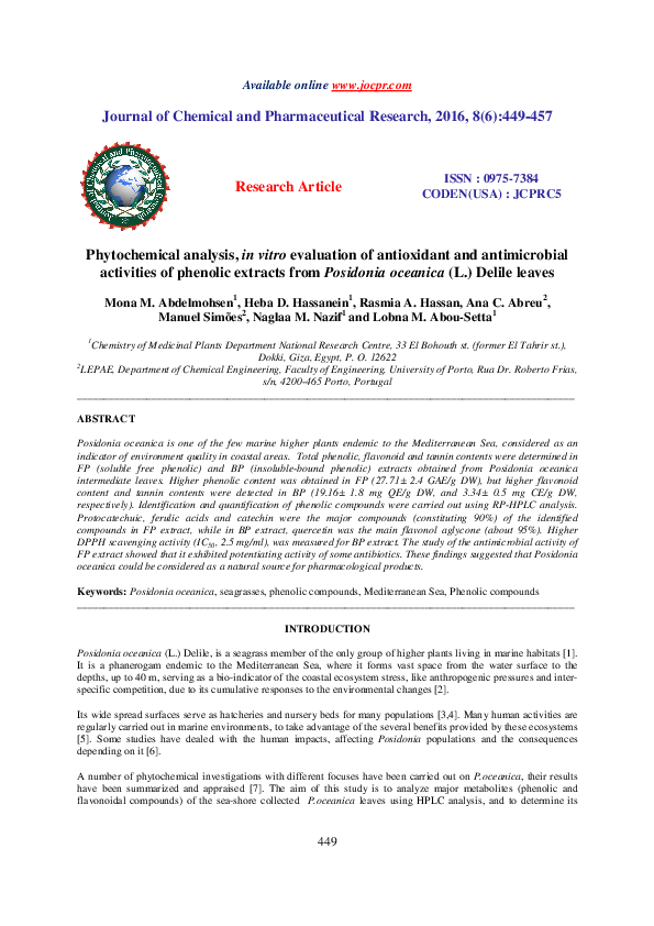 (PDF) Phytochemical analysis , in vitro evaluation of antioxidant and ...