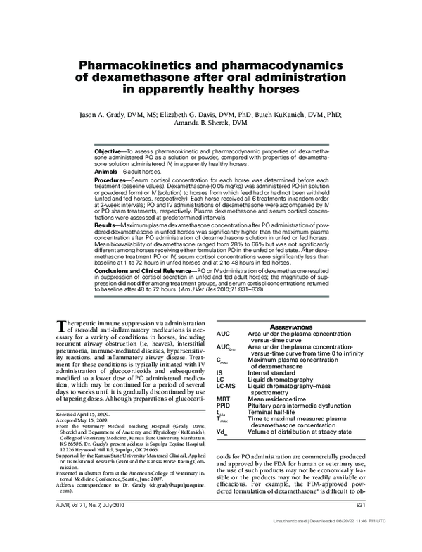 (PDF) Pharmacokinetics and pharmacodynamics of dexamethasone after oral ...