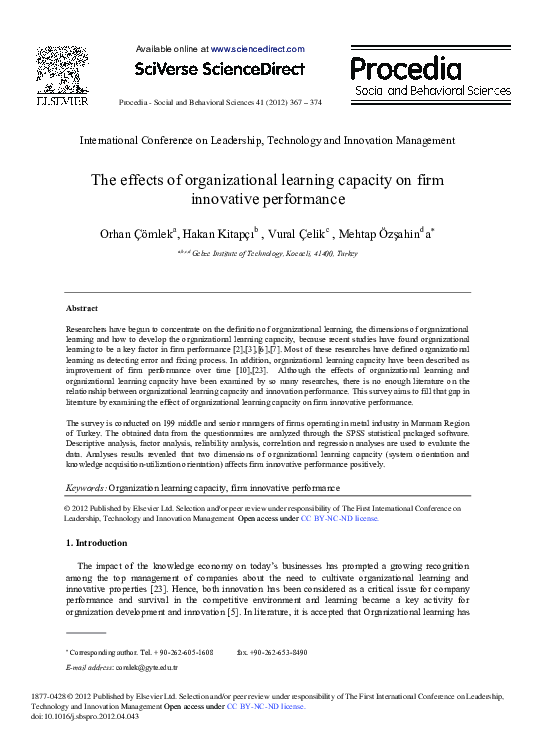 (PDF) The effects of organizational learning capacity on firm ...