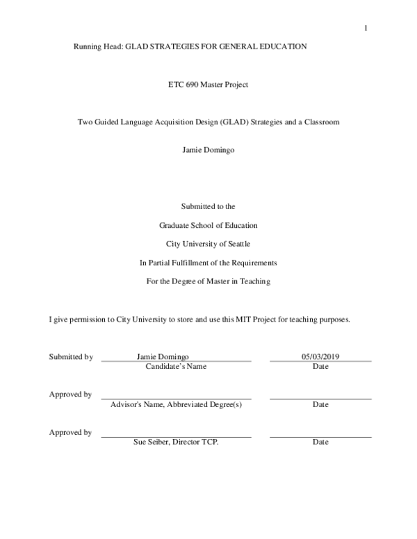 (PDF) Two Guided Language Acquisition Design (GLAD) Strategies and a ...