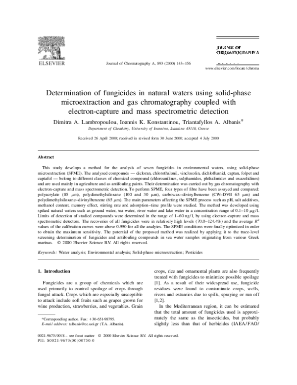 (PDF) Determination of fungicides in natural waters using solid-phase ...