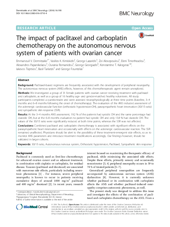 (PDF) The impact of paclitaxel and carboplatin chemotherapy on the ...