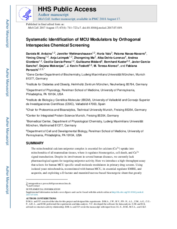 (PDF) Faculty of 1000 evaluation for Systematic identification of MCU ...