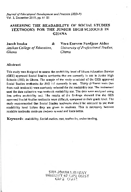 (PDF) Assessing the readability of social studies textbooks for the ...