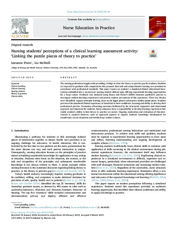 (PDF) Nursing Students' Perceptions of the Clinical Learning ...