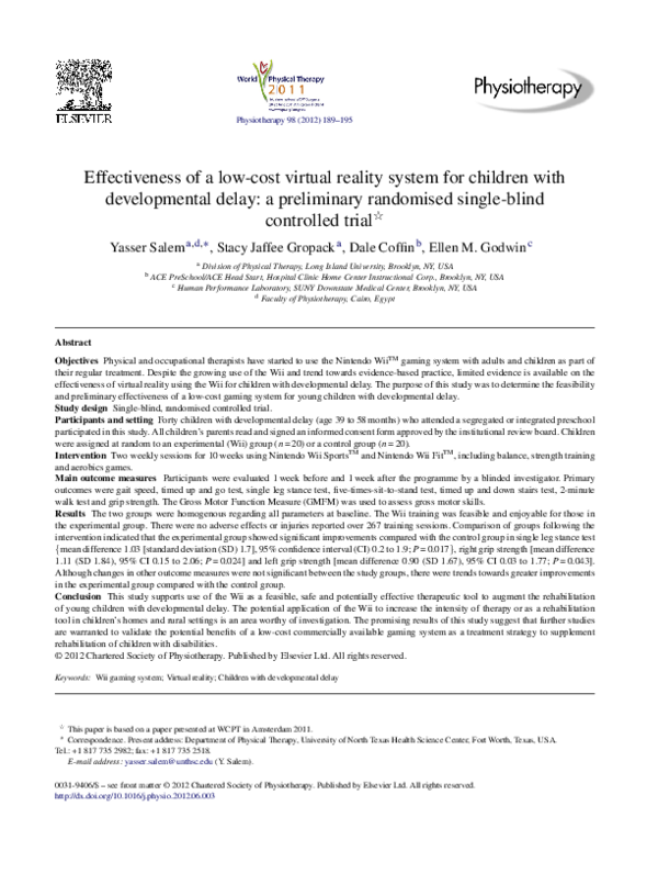 (PDF) Effectiveness of a low-cost virtual reality system for children ...