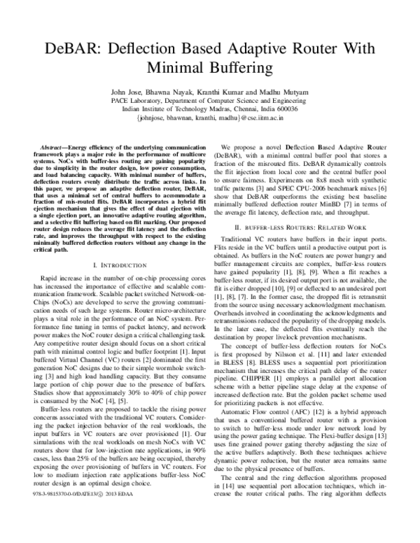 (PDF) DeBAR: Deflection Based Adaptive Router with Minimal Buffering