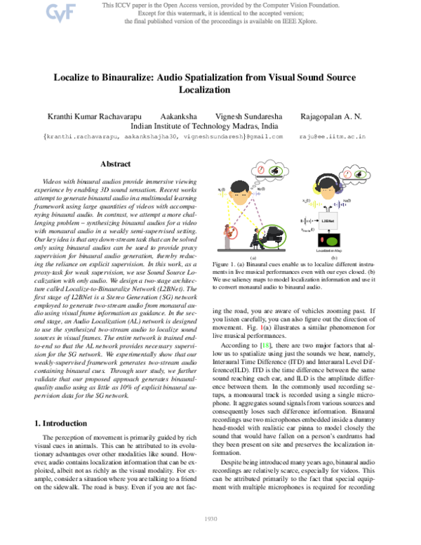 (PDF) Localize to Binauralize: Audio Spatialization from Visual Sound ...