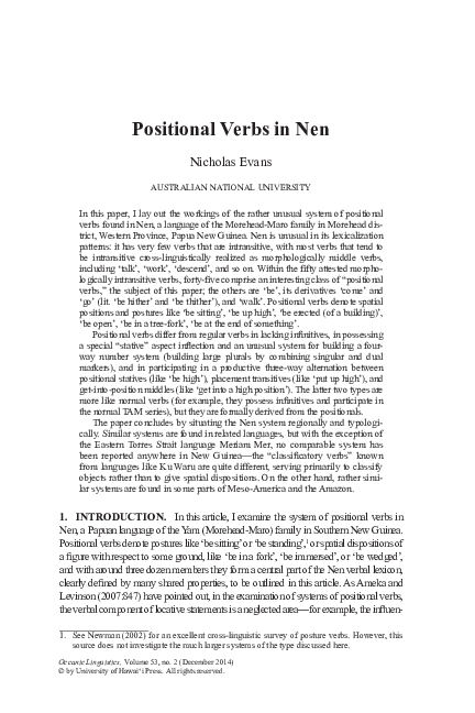 (PDF) Positional Verbs in Nen