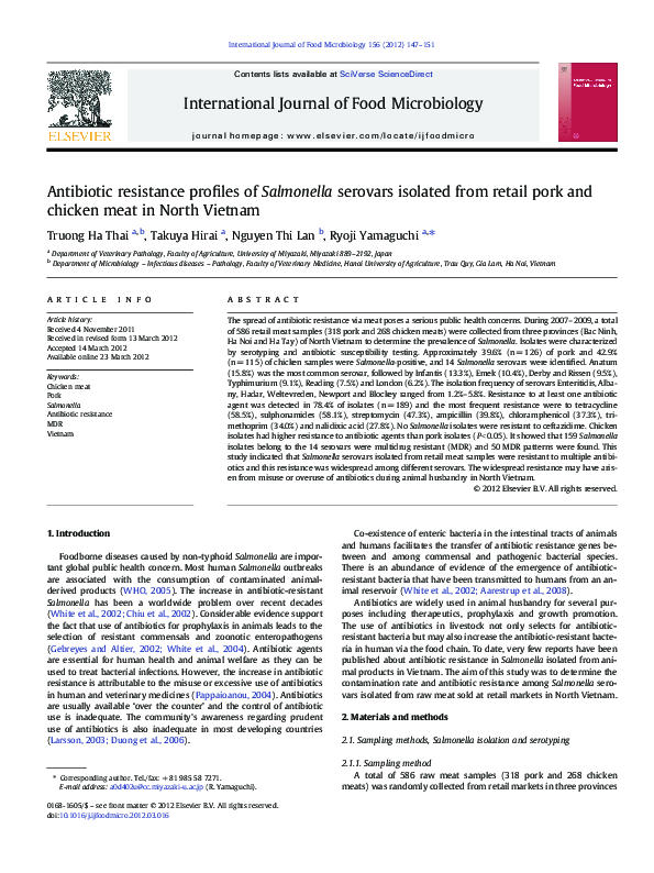 (PDF) Antibiotic resistance profiles of Salmonella serovars isolated ...