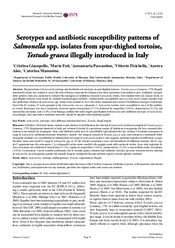 (PDF) Serotypes and antibiotic susceptibility patterns of Salmonella ...