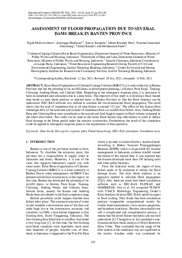 (PDF) Assessment of Flood Propagation Due to Several Dams Break in ...