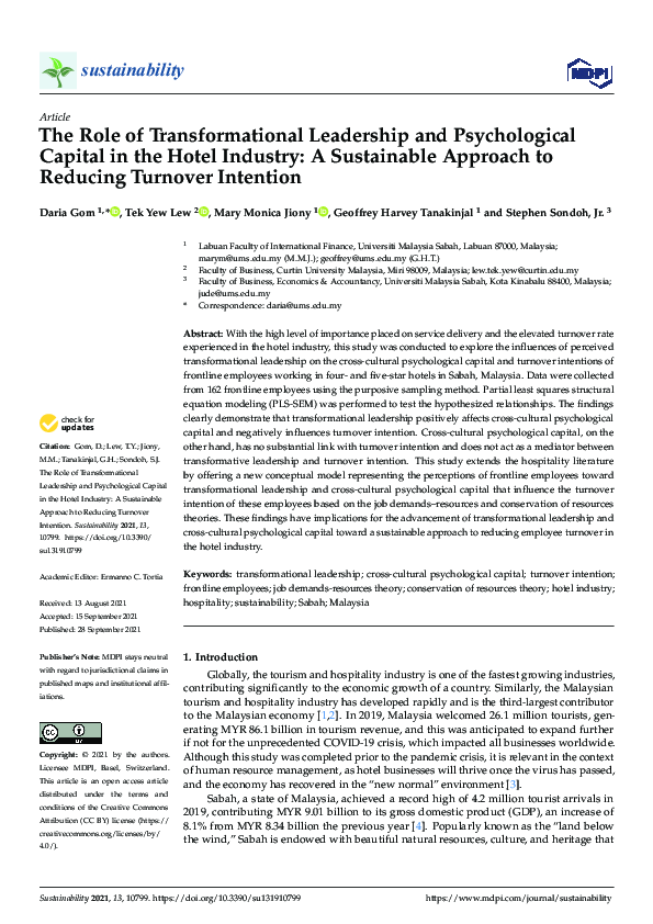 (PDF) The Role of Transformational Leadership and Psychological Capital ...