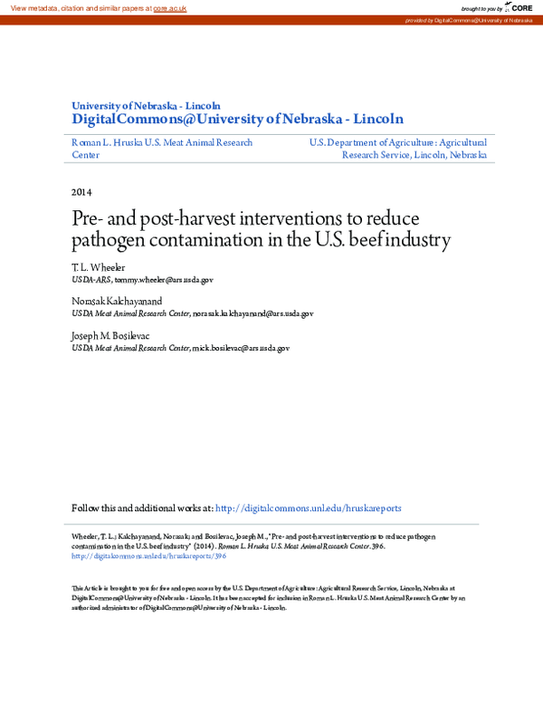 (PDF) Pre- and post-harvest interventions to reduce pathogen ...