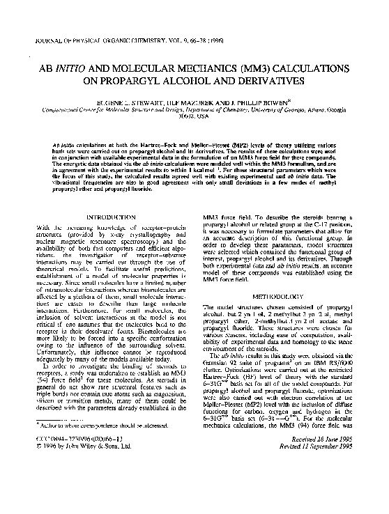 (PDF) Ab Initio and Molecular Mechanics (MM3) Calculations of ...