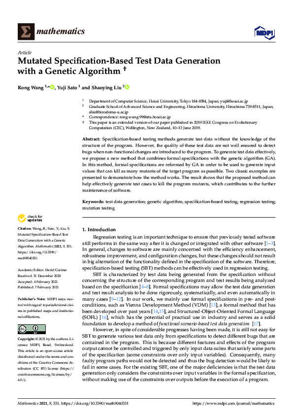 (PDF) Mutated Specification-Based Test Data Generation with a Genetic ...