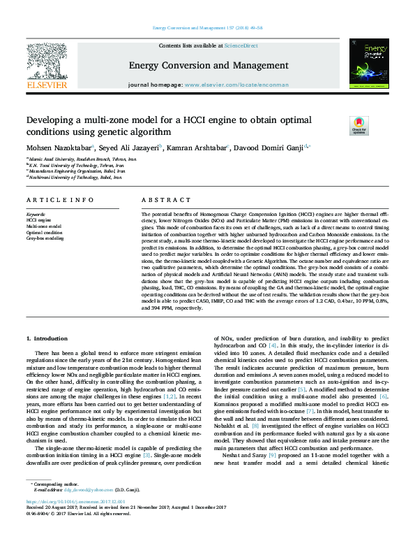 (PDF) Developing a multi-zone model for a HCCI engine to obtain optimal ...