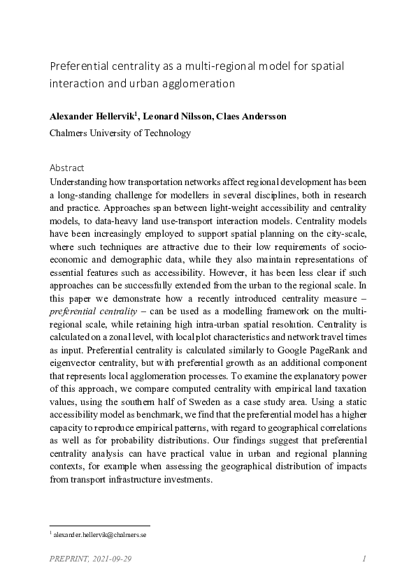 (PDF) Preferential centrality as a multi-regional model for spatial ...