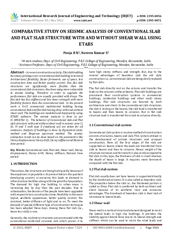 Pdf Comparative Study On Seismic Analysis Of Conventional Slab And Pdf Comparative Study On Seismic Analysis Of Conventional Slab And