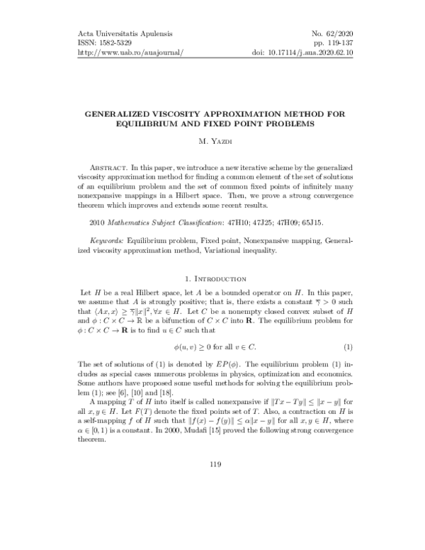 (PDF) Generalized Viscosity Approximation Method for Equilibrium and ...