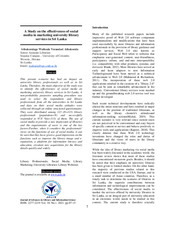 (PDF) A Study on the effectiveness of social media in marketing ...