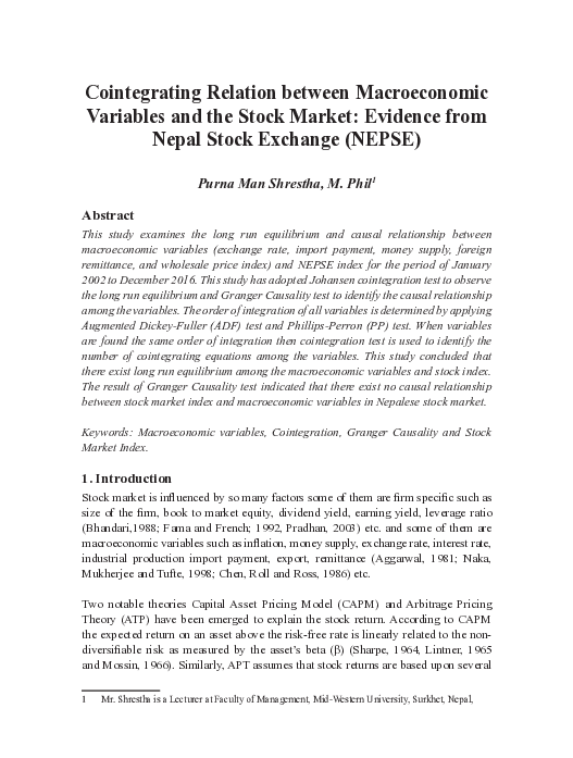 (PDF) Cointegrating Relation between Macroeconomic Variables and the ...