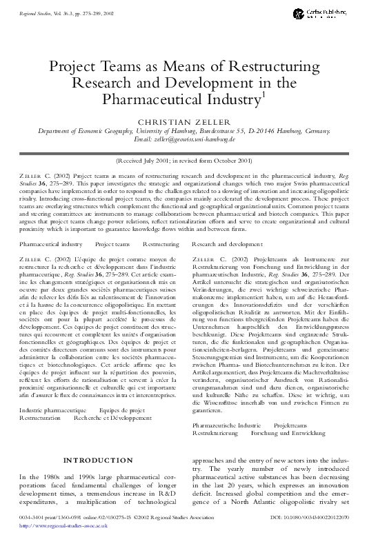 (PDF) Project Teams as Means of Restructuring Research and Development ...