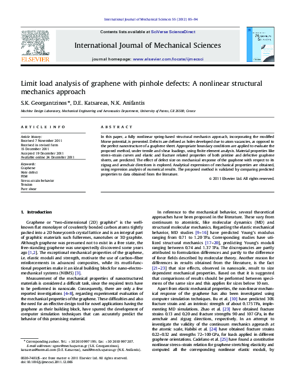(PDF) Limit load analysis of graphene with pinhole defects: A nonlinear ...