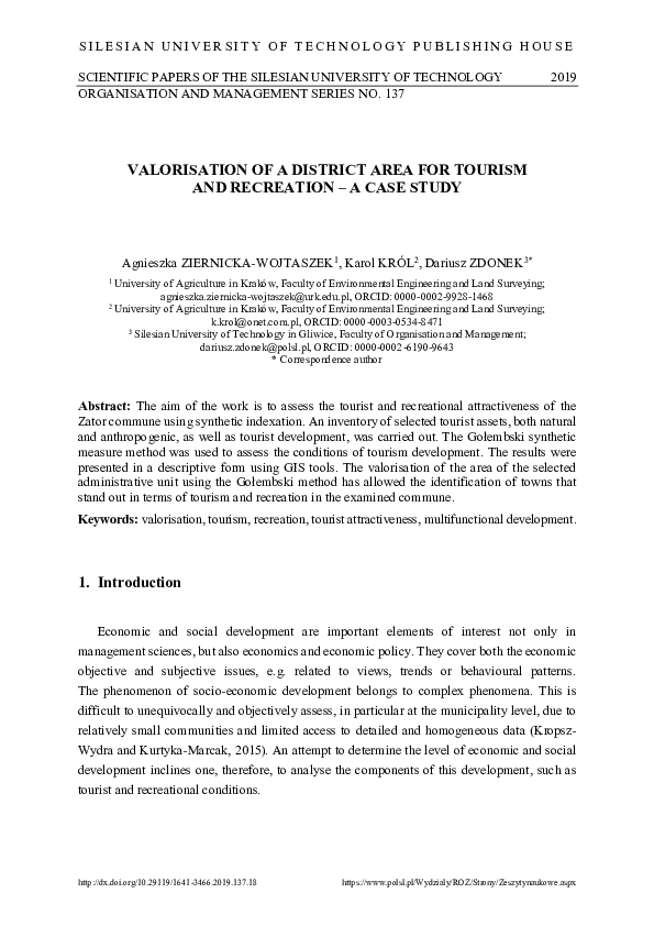 (PDF) Valorisation of a District Area for Tourism and Recreation – a ...