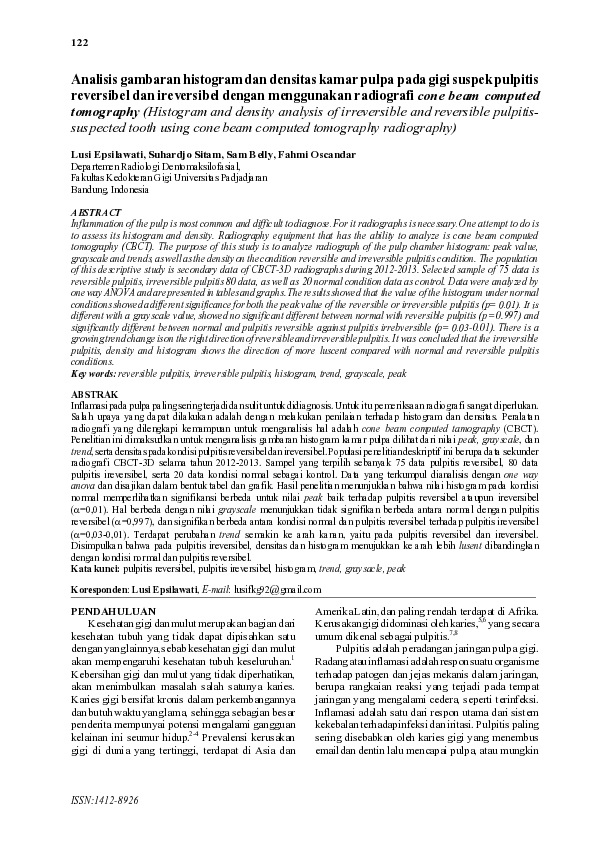 (PDF) Analisis gambaran histogramdan densitas kamar pulpa pada gigi ...