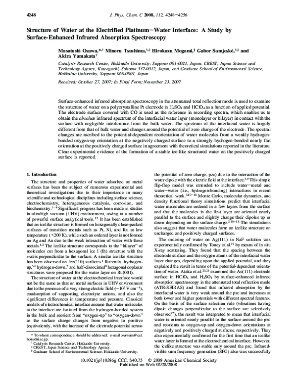 (PDF) Structure of Water at the Electrified Platinum−Water Interface: A ...
