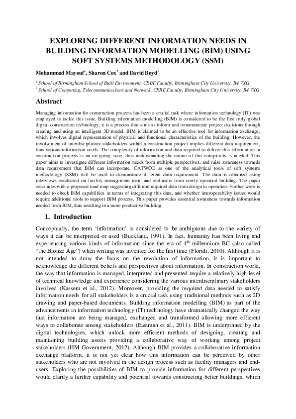(PDF) Exploring Different Information Needs in Building Information ...