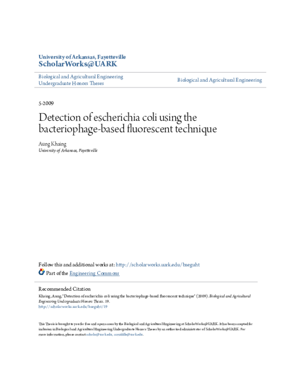 (PDF) Detection of escherichia coli using the bacteriophage-based ...