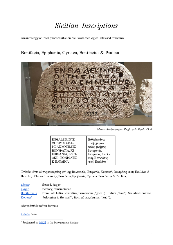 (PDF) Sicilian Inscriptions