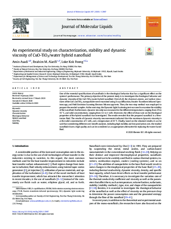 (PDF) An experimental study on characterization, stability and dynamic ...