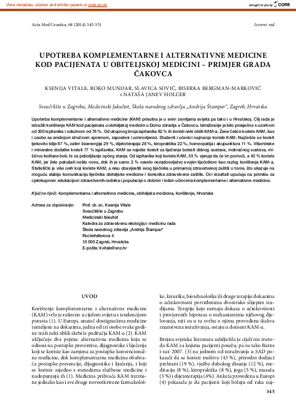 (PDF) Use of Complementary and Alternative Medicine Among Family ...